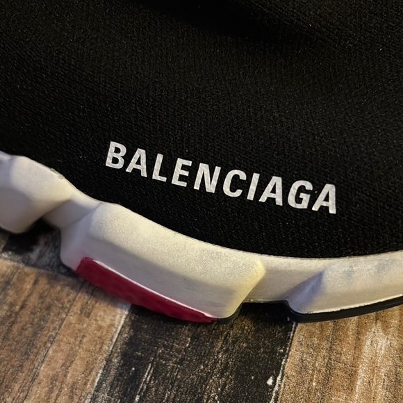 Balenciaga Black and Red Sock Sneakers - Picture 3 of 7